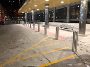 Stainless Parking Pillars for Coleman A. Young Building
